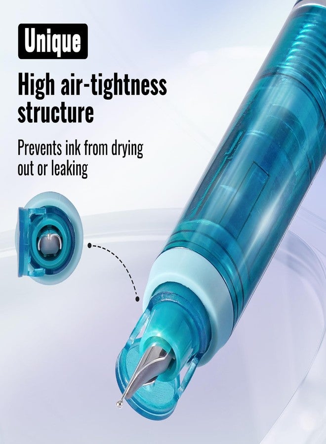 WRITECH طقم أقلام حبر WRITECH Clictek: قلم قابل للسحب، حبر أزرق، سن متوسط، جسم شفاف، يتضمن 5 خراطيش حبر كهدية، كتابة سلسة بدون تسريب - Image 5